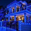 Vivid Blue-Lit Modern Villa at Night.webp