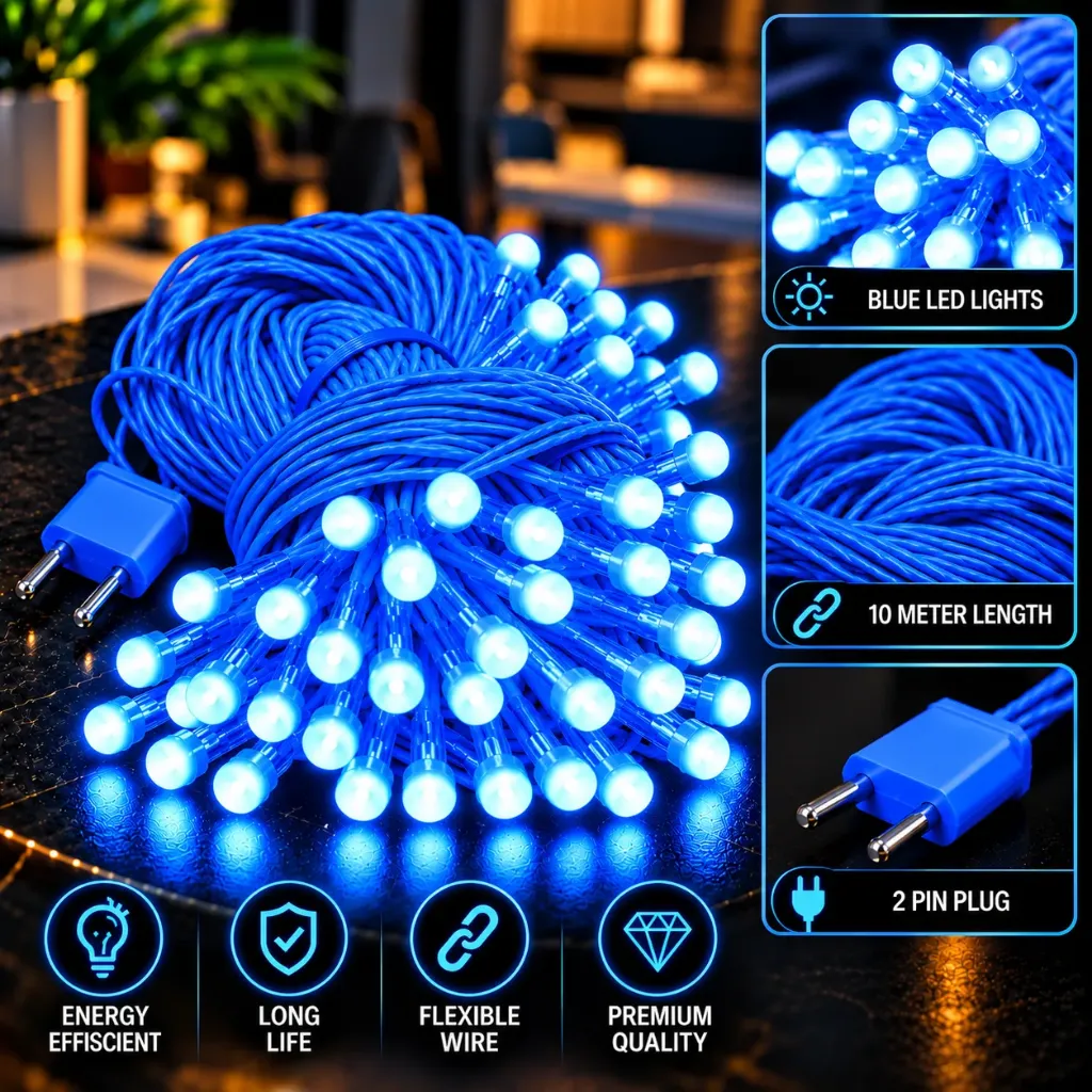 Blue LED String Light – 10 Meter | Pack of 10